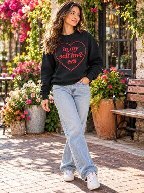 House of Roses Self Love Era Black Red Heart Sweatshirt Small Coquette NWT